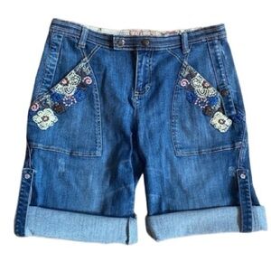 Vintage Candie’s Embroidered Floral Boho Jean Shorts Women’s Juniors 9